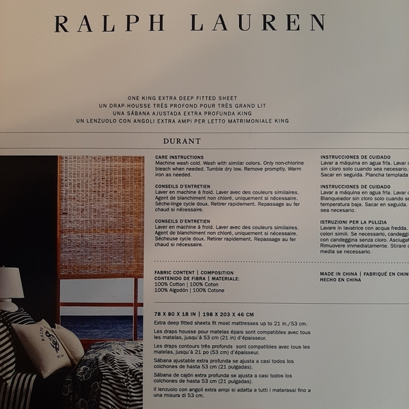 RALPH LAUREN Durant Camron Stripe KING 4 Piece Sheet Set MSRP $405 - Picture 7 of 14